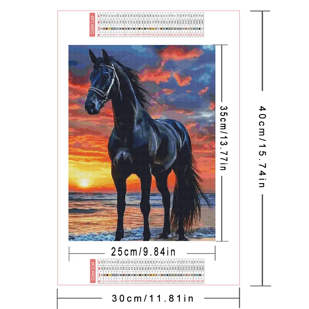AZQSD Diamond Painting Kits Horse Animal Sunset For Adults Rhinestones Full Kits Square Round Mosaic Art Craft Home Art Craft
