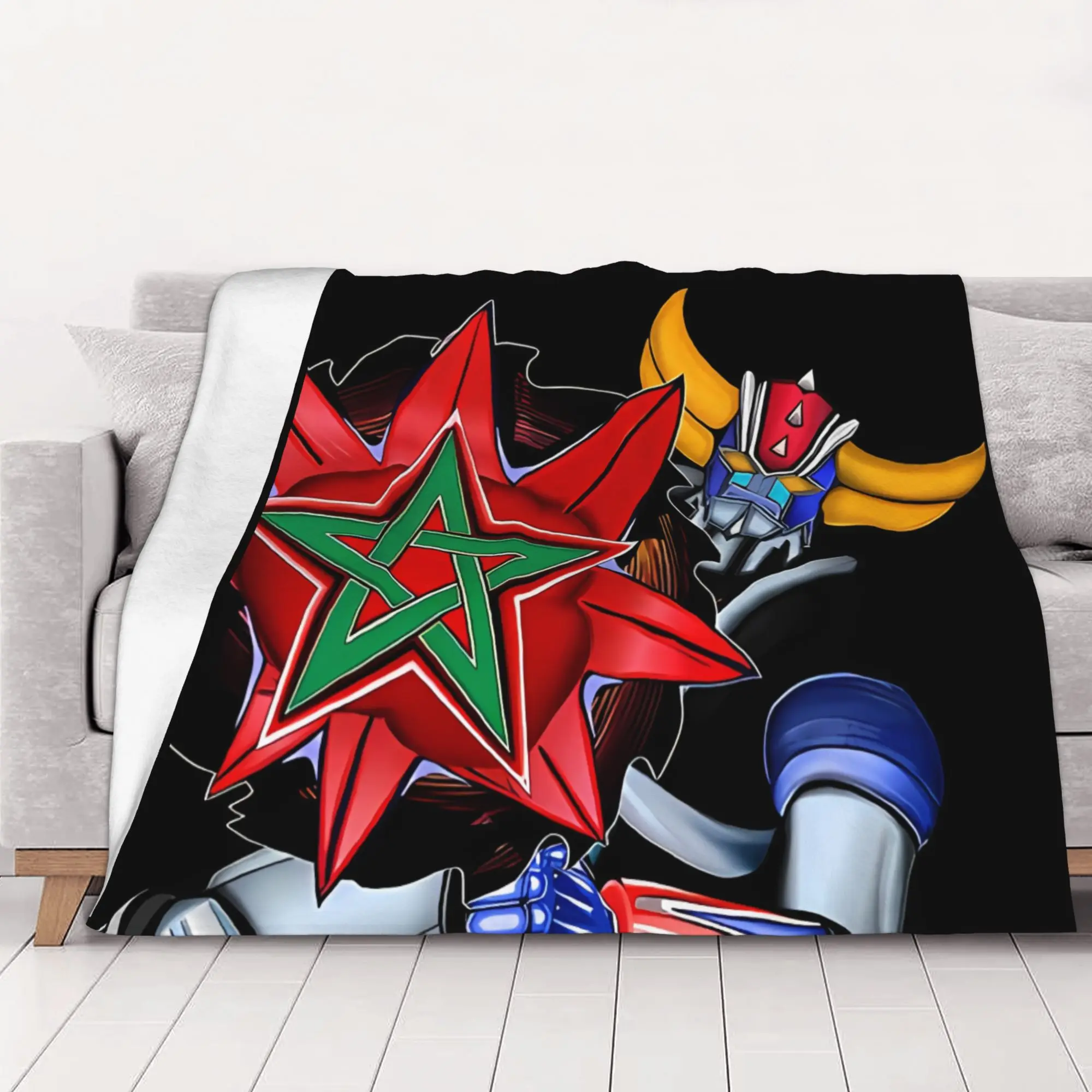 1PC Grendizer Moroccan FIST Goldorak home room decorations Winter Blankets for Adults Bedding Home Interior Sofa Knee