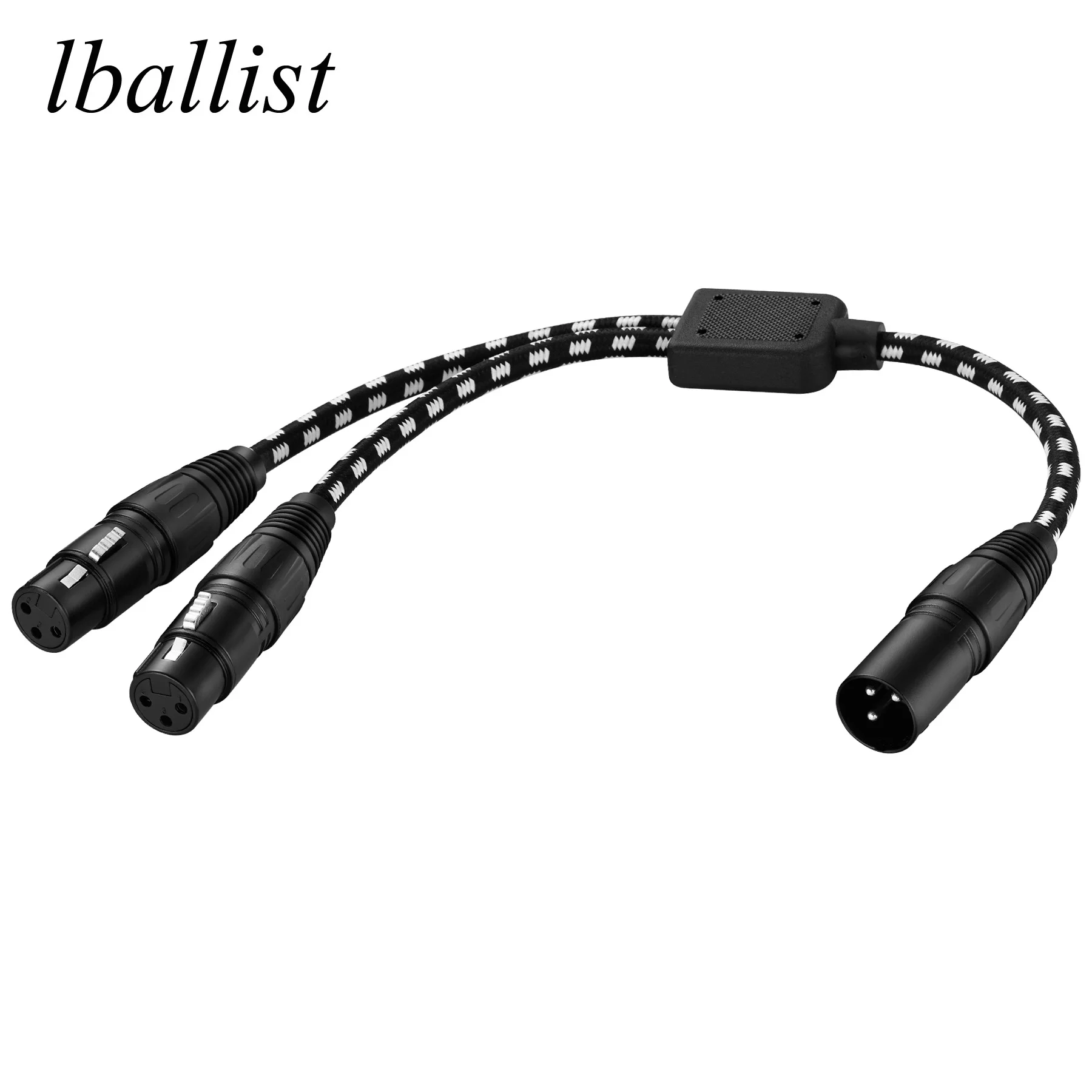 lballist 50cm Braided XLR Male to Dual Female 3pin Y Splitter Cable Dual(Foil+Braided) Shielded For Microphone Mixer Amplifier