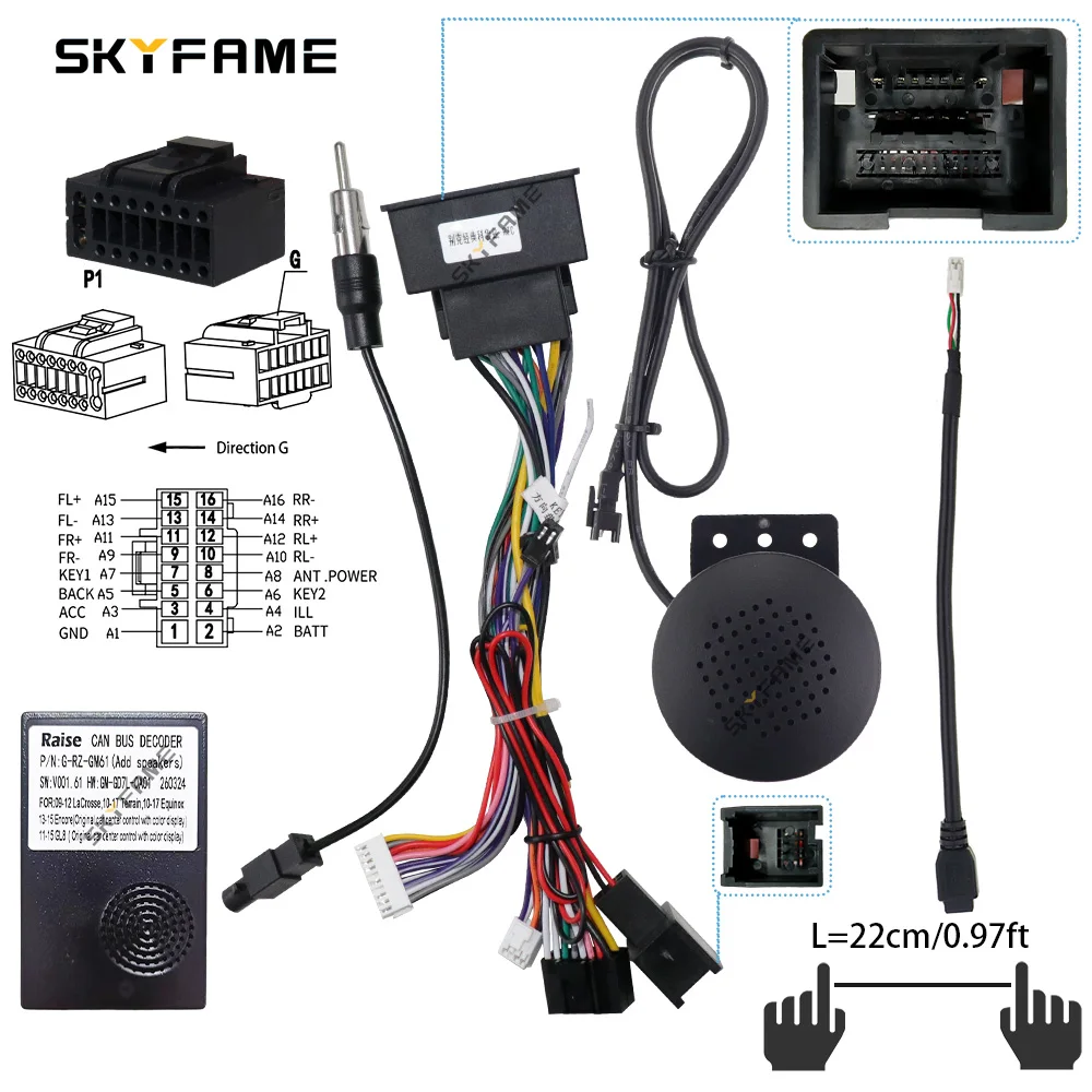 Auto 16-Pin Kabelbaumadapter Canbus Box Decoder Android Radio Stromkabel für Opel Insignia Buick Regal G-RZ-GM61 RZ-GM11