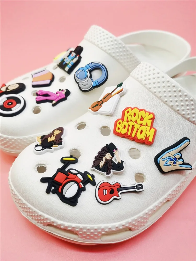 Rock Music Shoe Charms Colorful PVC Buckle Decorations Garden Shoes Diy Accessories Funny Clog Ornaments Adult Kids Decor Gifts