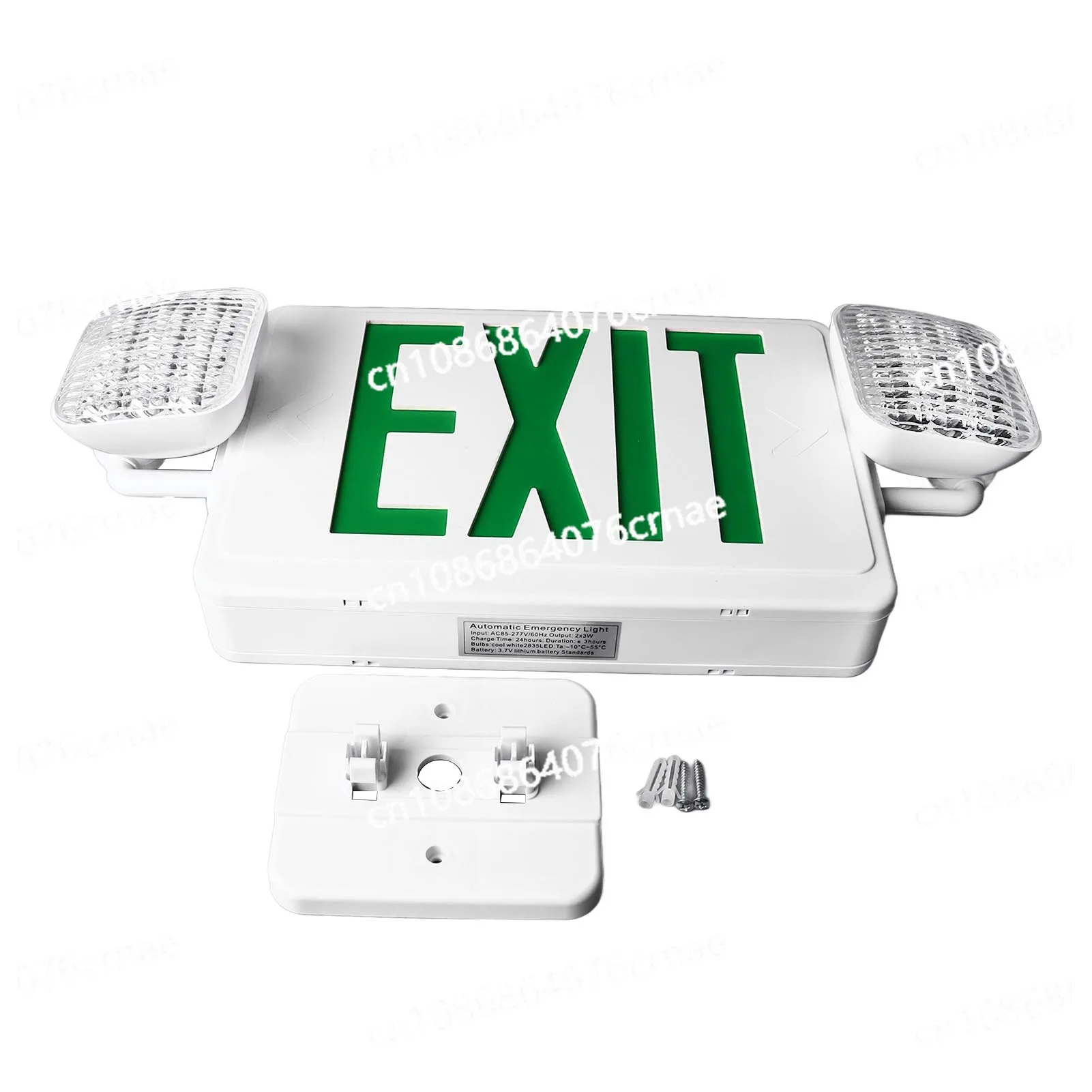 

Dual Head LED Emergency Exit Sign 2x3W Adjustable Head Super Bright Fire Indication Lamp Green Exit Sign AC85‑265V