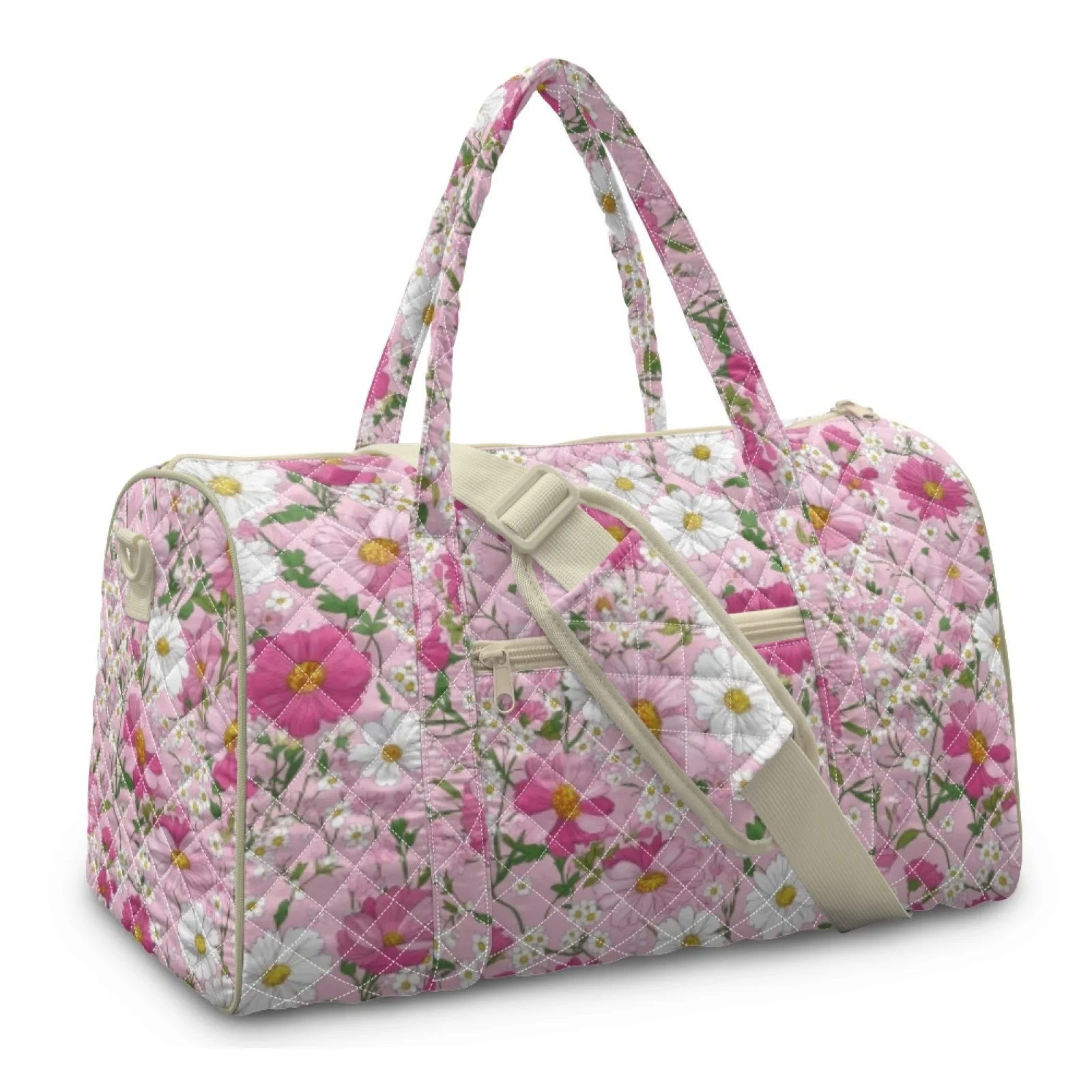 Coloranimal Pink Floral Print New Trend Large Capacity Gym Bag for Yoga Polyester Travel Bag