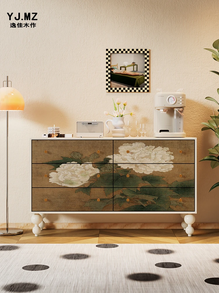 Household Drawers Bedroom Tailstock Side Dressing Peony Vintage Storage of Drawer Hallway