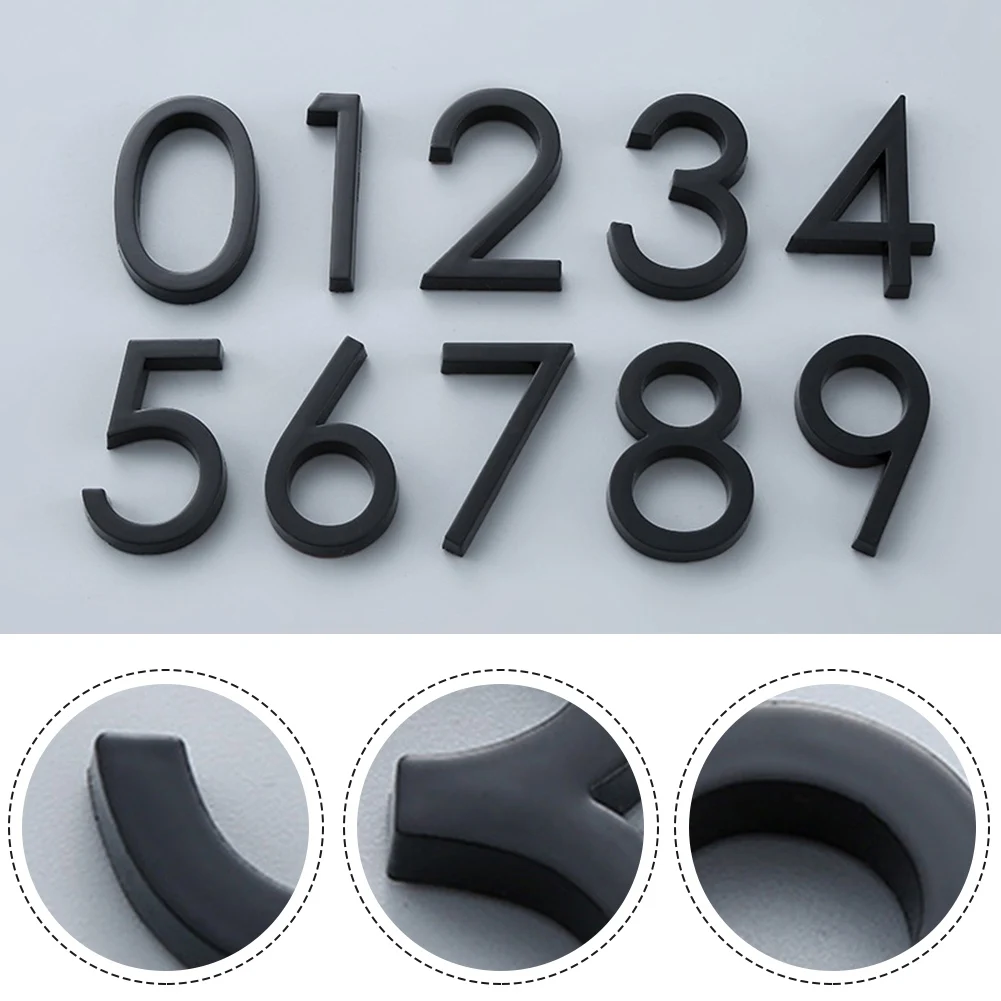 1pc Door Number Self-adhesive 6x3.8x0.8cm Black For Mailboxes Crafts Doors Apartments Hotels Signboards Commercial-Place Offices