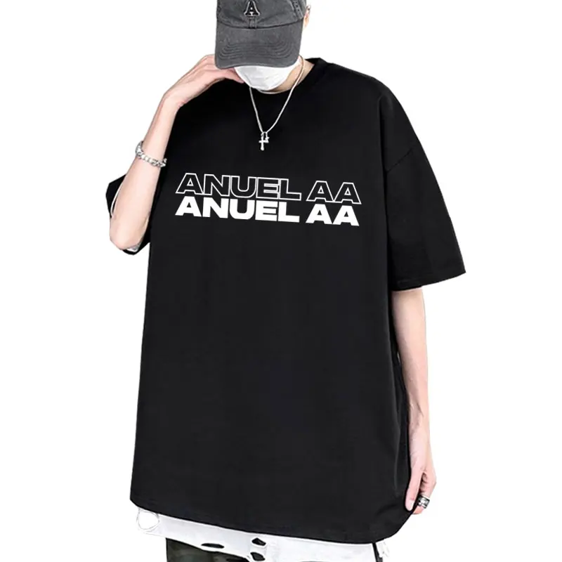 

Rapper Anuel AA Rhlm 2 Tour T Shirt Men Women Hip Hop Fashion Oversized T-shirt Men's Casual Cotton Vintage T-shirts Streetwear