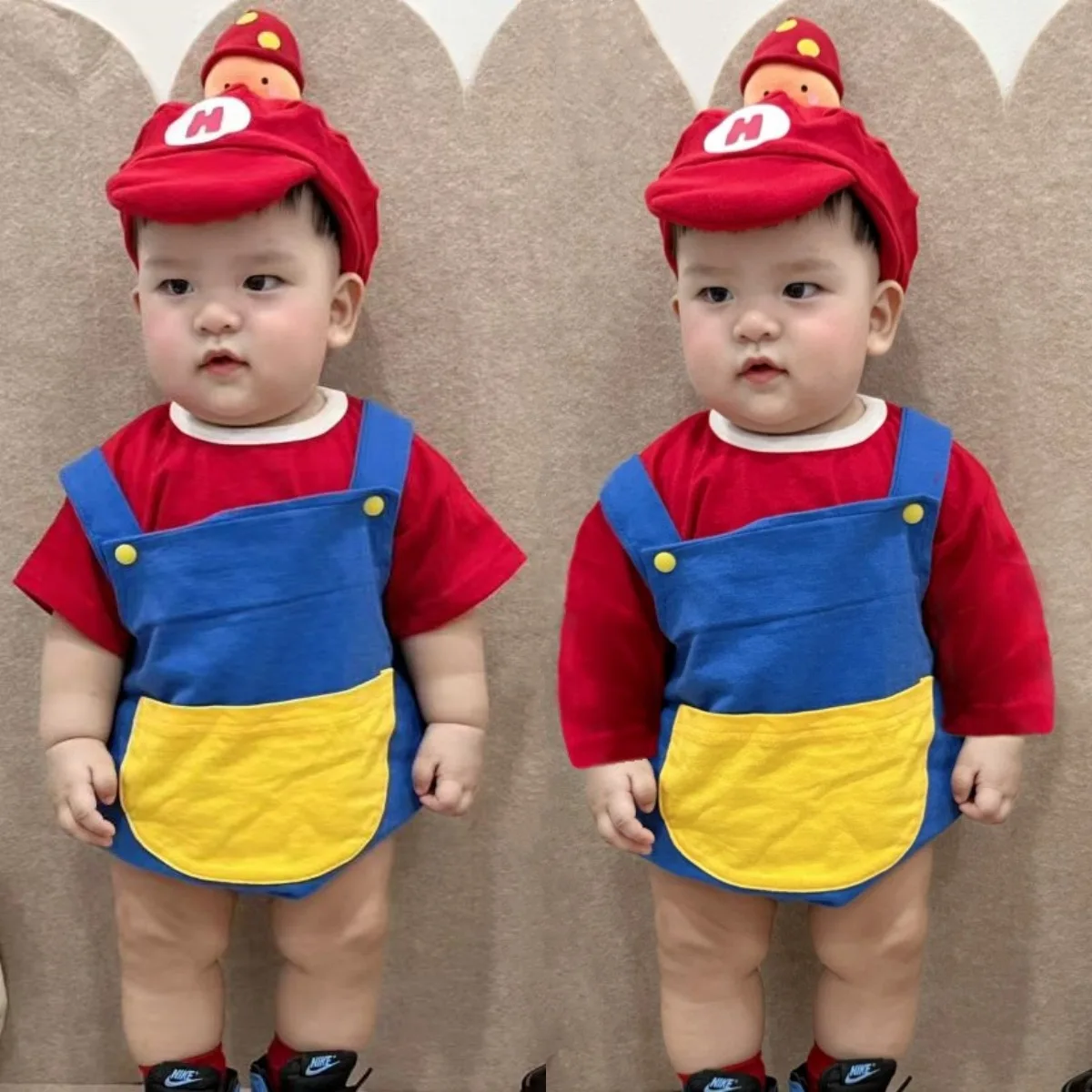 

Летняя корейская кавайная одежда для маленьких мальчиков и девочек, комбинезоны, боди, хлопковые комбинезоны с короткими рукавами и рисунком животных, детские комбинезоны для детей 0-2 лет