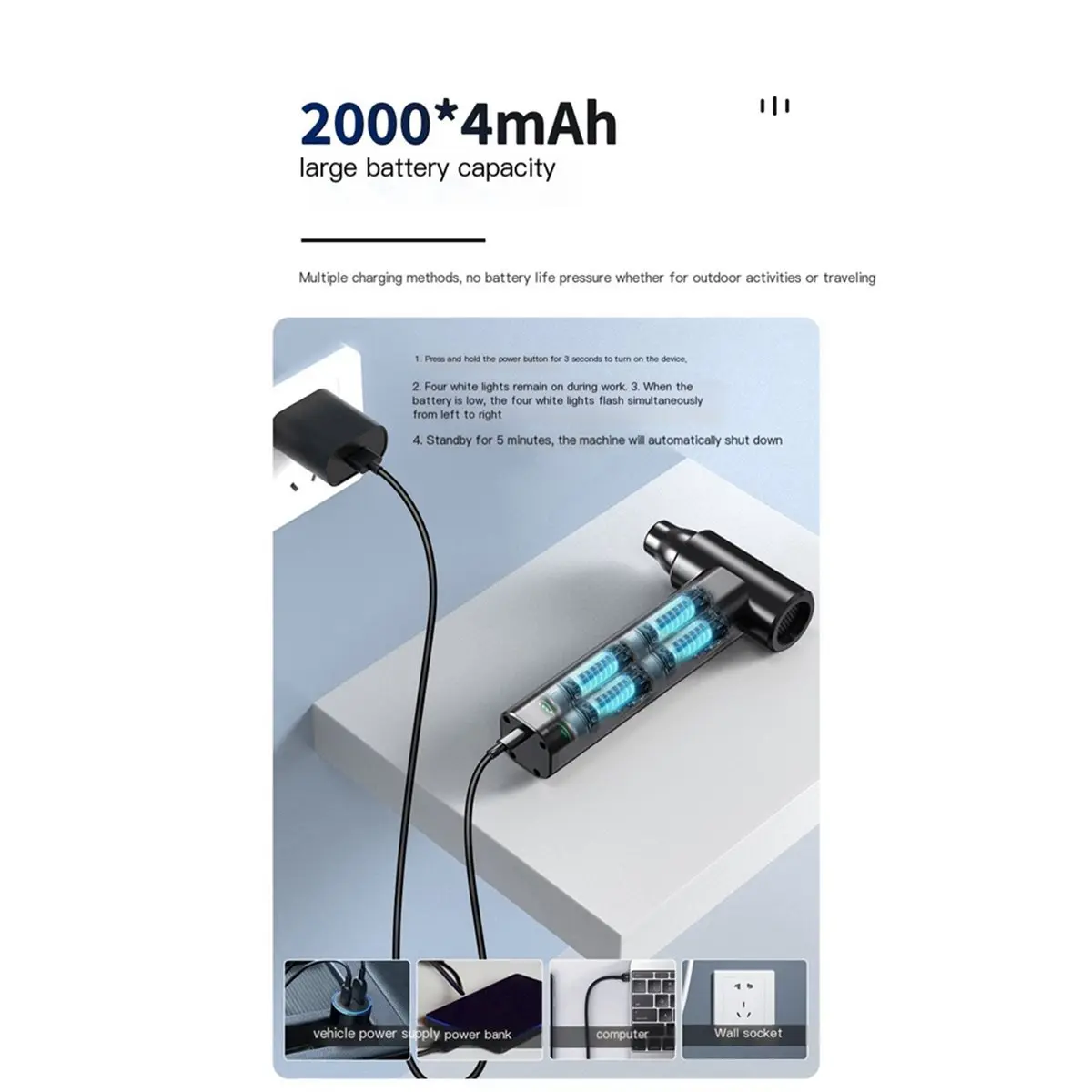 (A99Z) Air Blower Vacuum Cleaner 130000 RPM 8000mAh PC Dusters Rechargeable Cordless Air Blower 200G for Keyboard Computer