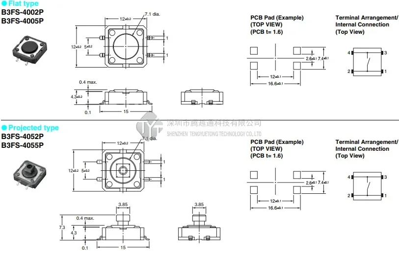 5pcs/lot B3FS szögletes fedezze Toldás érintse Vasúti váltó 12 * 12 * 7MM mikro gomb Vasúti váltó vel Kalap