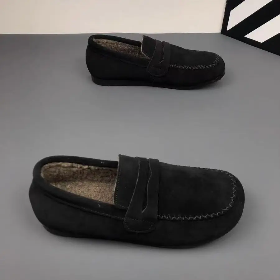 

Winter Moccasins Men‘s Cotton Shoes Slip On High Qualtiy Plush Shoes Non-slip Loafers Warm Fur Drive Shoes Platform Sneakers