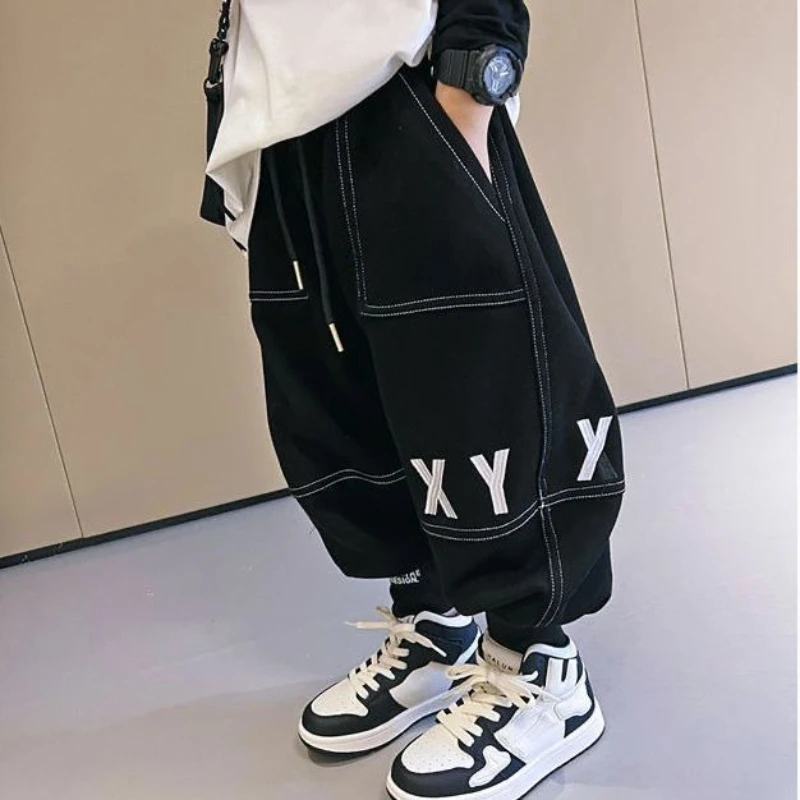 Boys Winter Fleece Pants Casual Joggers Warm Sweatpants Kids Autumn Trousers
