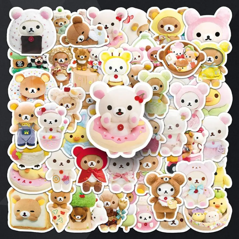 54pcs Rilakkuma waterproof Cartoon Stickers trunk Water cup decoration Hand account stickers children diy Stickers Toys gifts