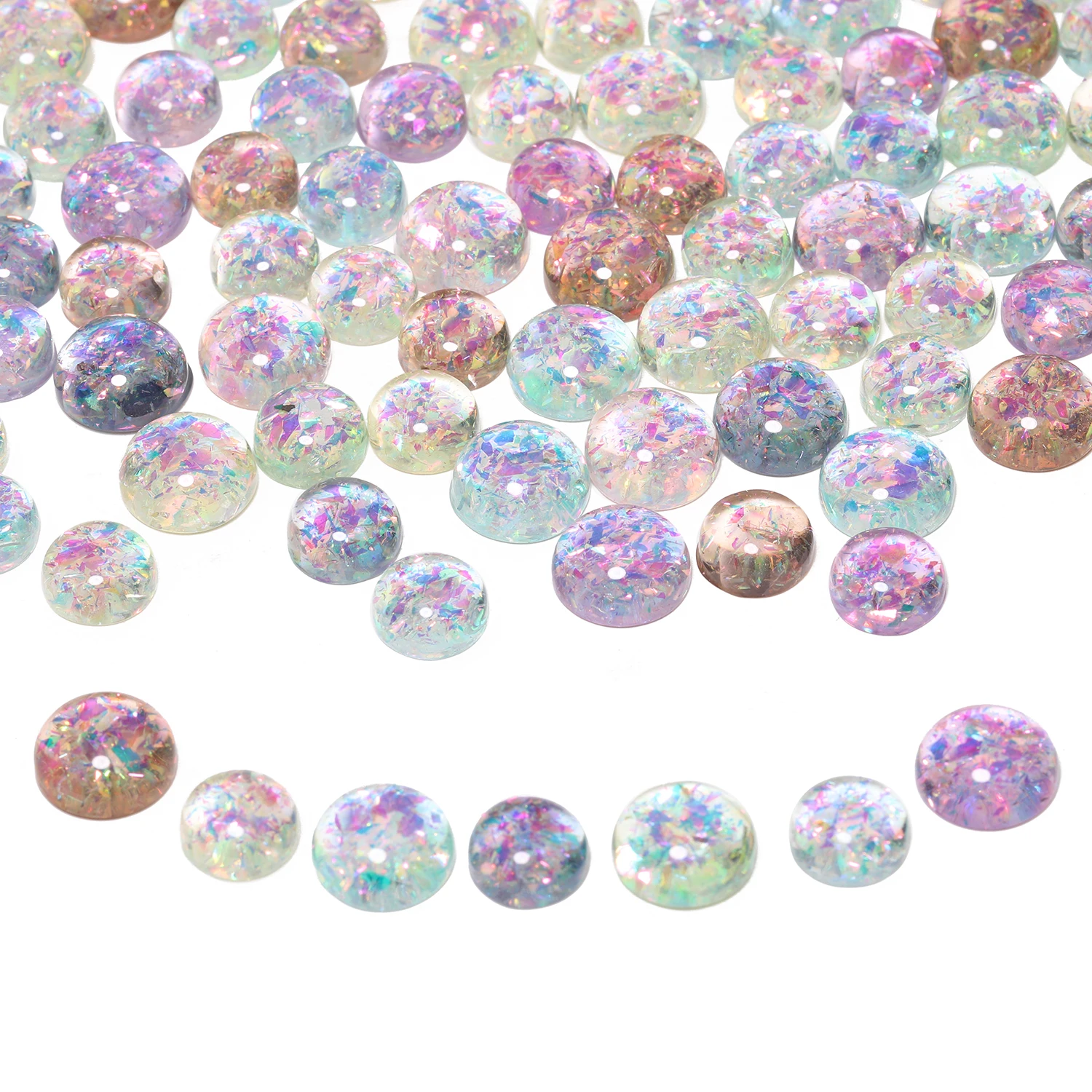 

10/12mm Half Round CAB Cabochon Brilliant Patterns Resin Beads for Jewelry Making DIY Handcrafted Ring Pendant Accessories