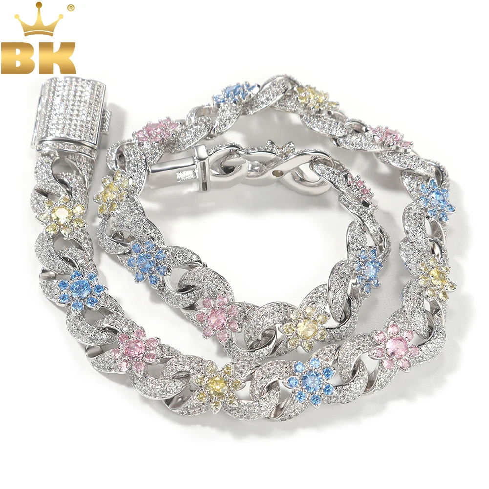 

THE BLING KING Sun Flower CZ Infinity Chain Necklace Full Iced Out Cubic Zirconia Cuban Bracelet HipHop Jewelry
