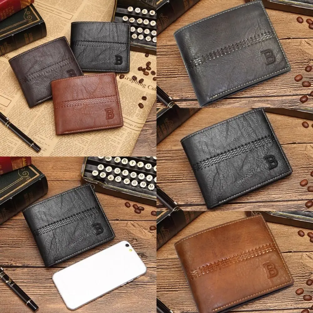 

Simple Multi-position 2 Fold Purse Leisure Contracted Men's Short Wallet Retro Wear-resistant Men's Hand Bag Outdoor