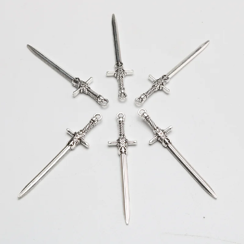 20pcs Mix Silver Plated Sword and Serpentine Dagger Alloy Pendant DIY Charms Hip Hop Earrings Necklace Metal Accessories P1583