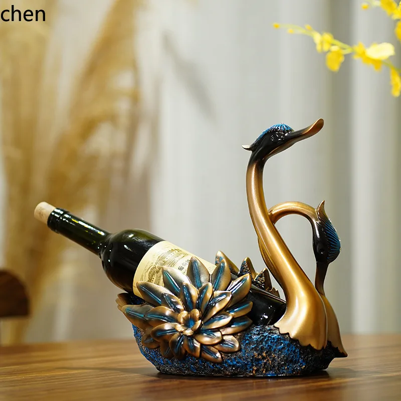 CZ swan home decoration ornament, a century-old good marriage room arrangement, red wine rack, porch storage handicrafts