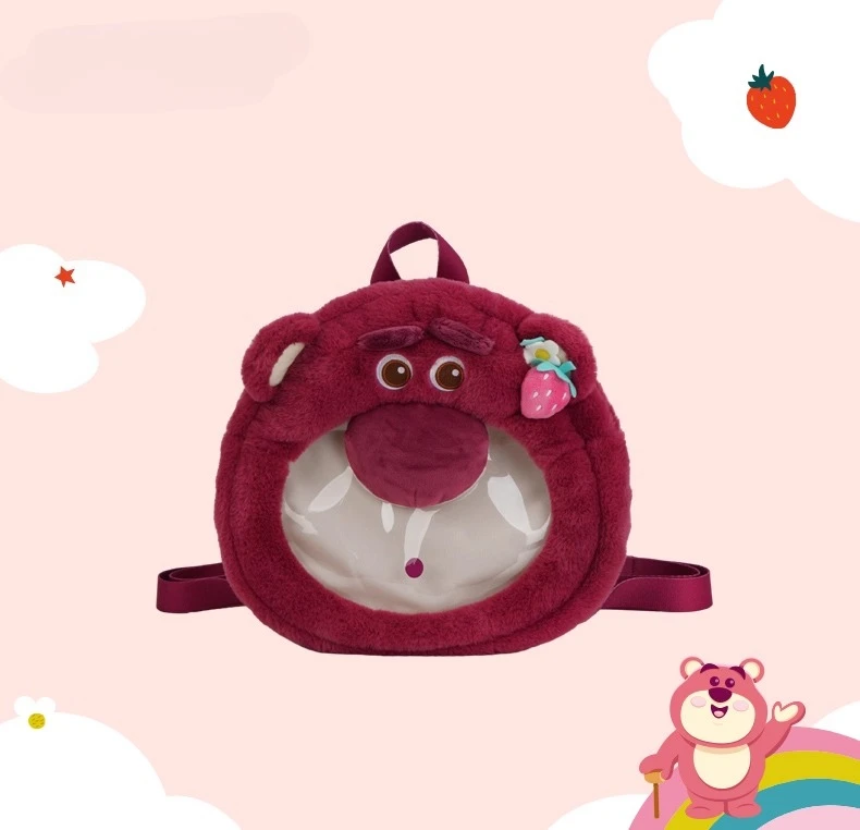 

Disney Toy Story Strawberry Bear Plush Backpack -Soft Cute Kids & Women's School Travel Backpack, Durable Disney Pixar Toy Story