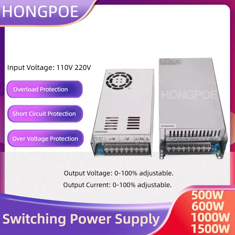 

500 Вт 600 Вт 1000 Вт 1500 Вт Регулируемый импульсный источник питания Вход 0-12 В 15 В 24 В 36 В 48 В 60 В 72 В 85 В 90 В 110 В 150 В 200 В переменного тока в постоянный SMPS