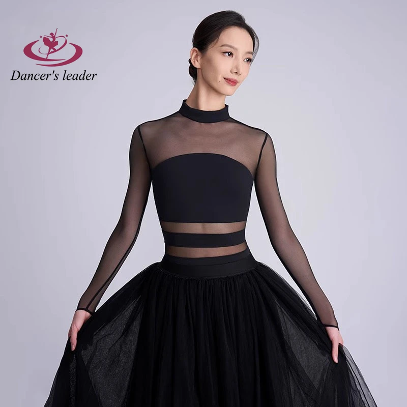 Ballet Practice Clothes New Style Mesh Pleated Stitching Artistic Gymnastics Tight Clothes Yoga Clothing for Performance