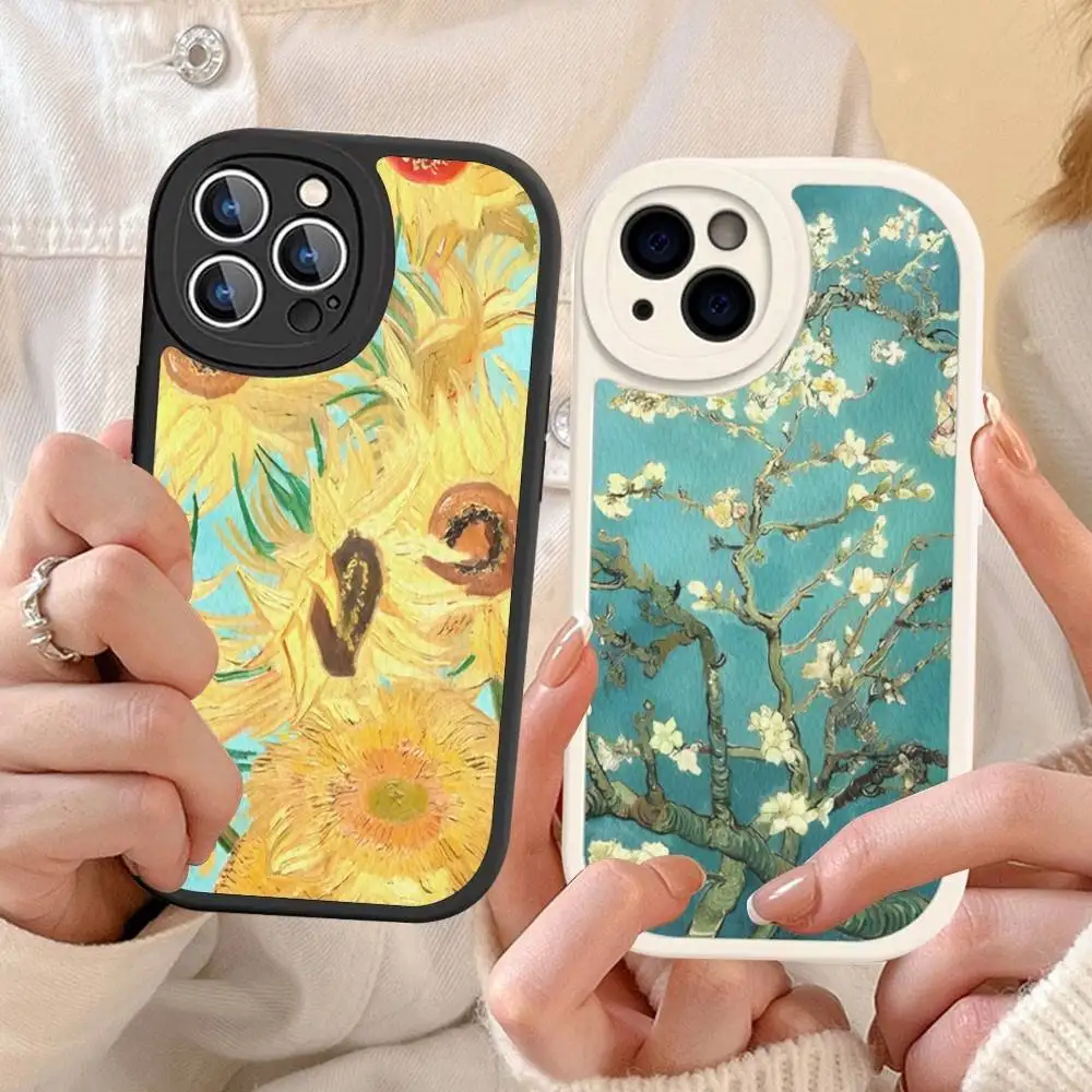 Van Gogh Starry Sky Art Phone Case For IPhone 16 15 14 13 12 11 Pro Max Plus Leather Soft Cover