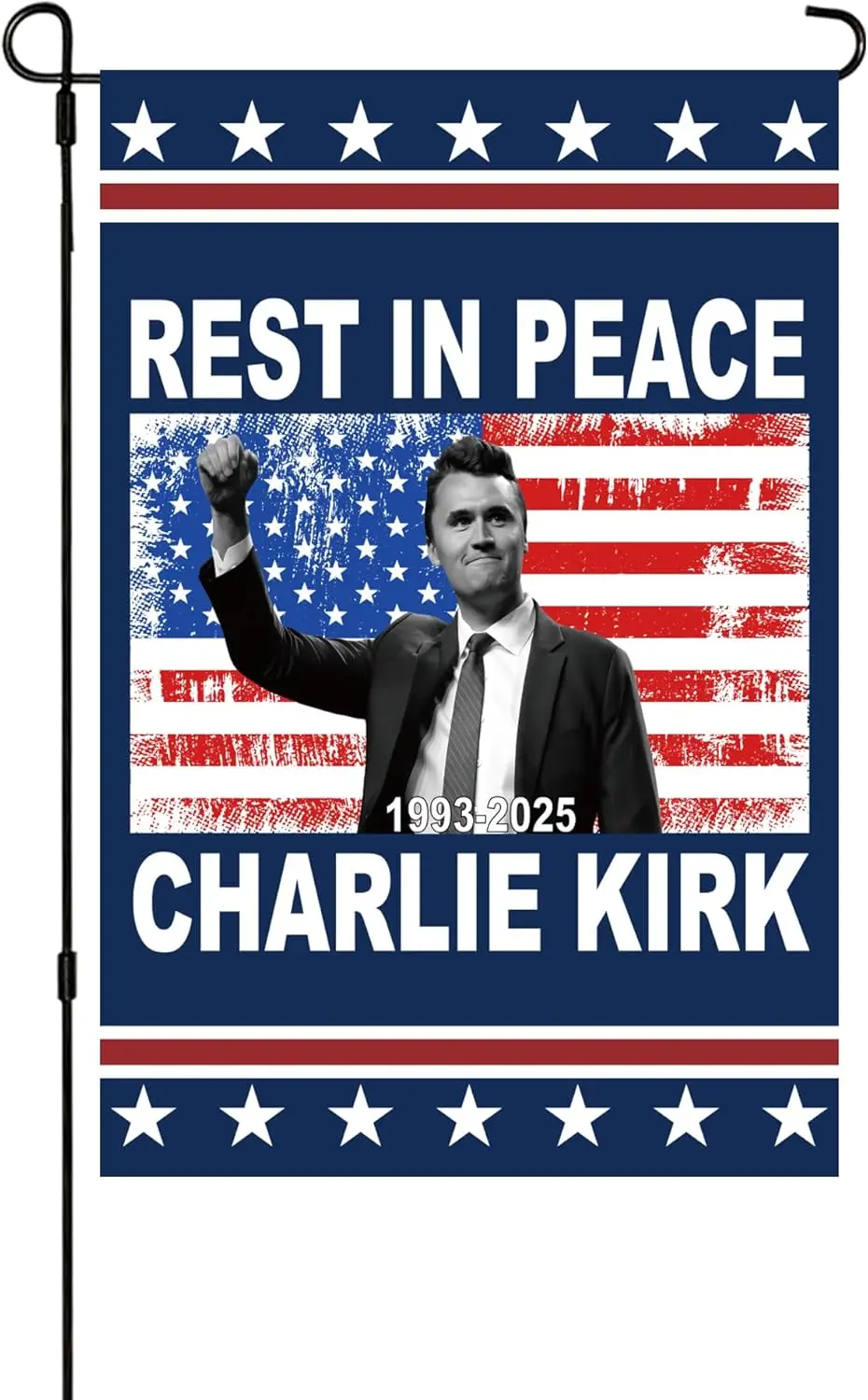 Rest in Peace Charlie Kirk Garden Flag 12 x 18 IN Memorial Flag Banner Double Sided Weather Resistant Outdoor Home Garden Ya llz