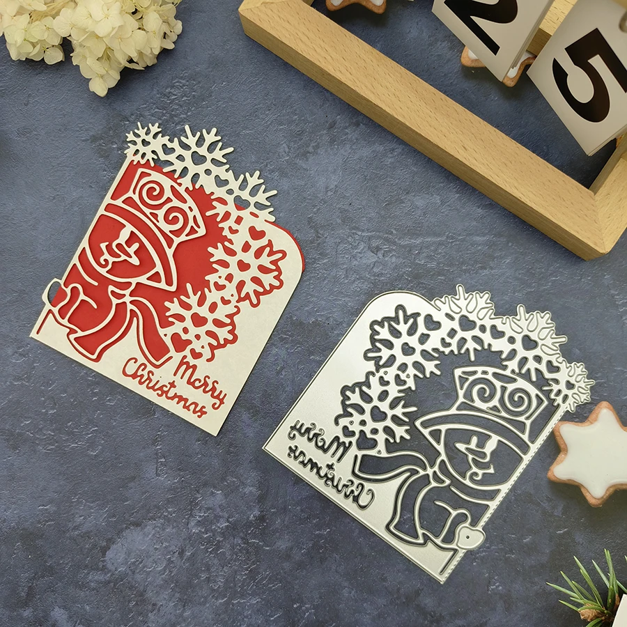 2023 New Christmas Dwarf Snowman Cover Background Metal Cutting Dies for Scrapbook Card Making Knife Mould Blade Punch Stencil