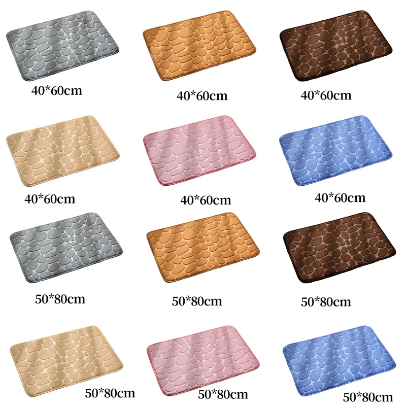 Bath Mat Cobblestone Bathroom Rugs Water Absorbent Bath Mats For Bathroom Machine Washable Bath Rugs(50X80cm,Camel) Durable