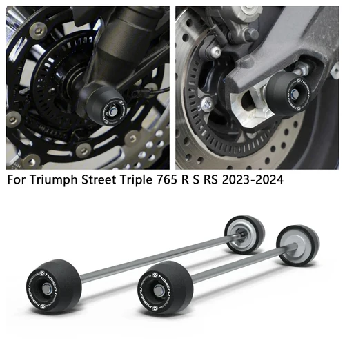 Para Triumph Street Triple 765 R S RS 2023 2024, pieza de repuesto deslizante de choque de horquilla de eje de rueda delantera y trasera de motocicleta