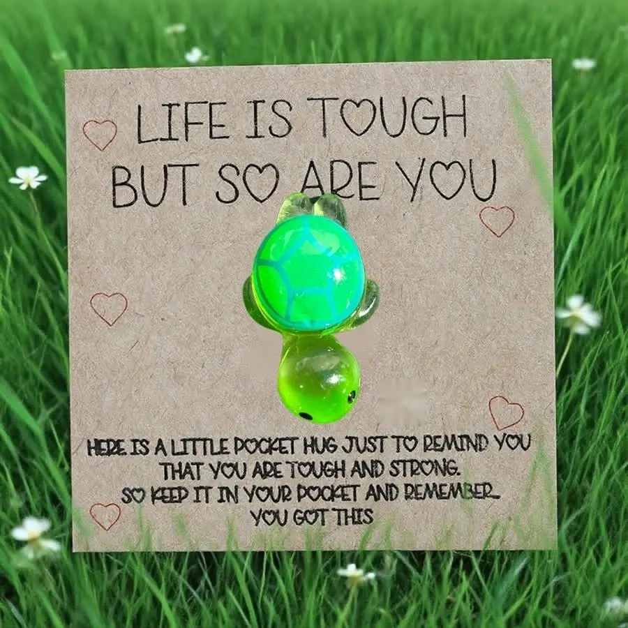1-100pcs  Cute Mini Colorful Resin  Inspirational Animal Themed Appreciation Gifts Assorted Resin Figurines with Note Cards Love