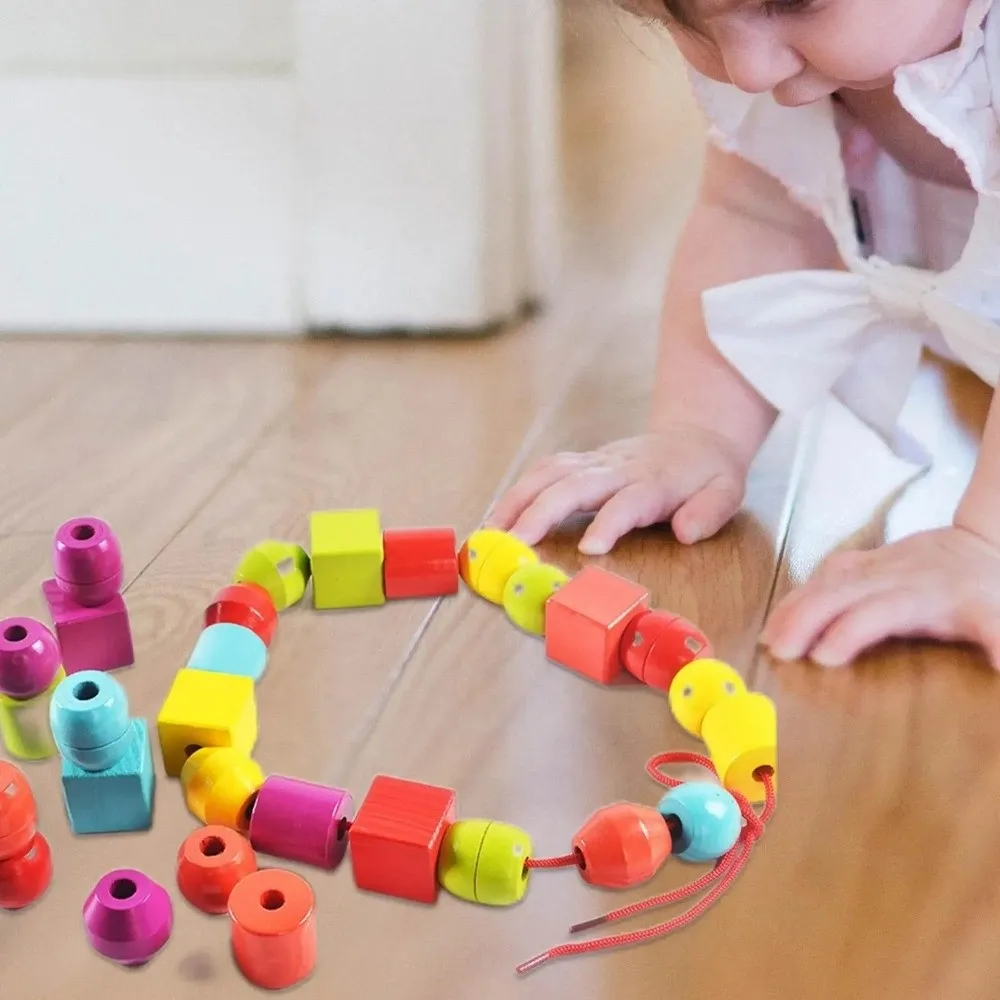 

Colorful Wooden Toys Matching Game Beaded Design Color Shape Matching Puzzle Funny Wooden Material Early Educational Toys