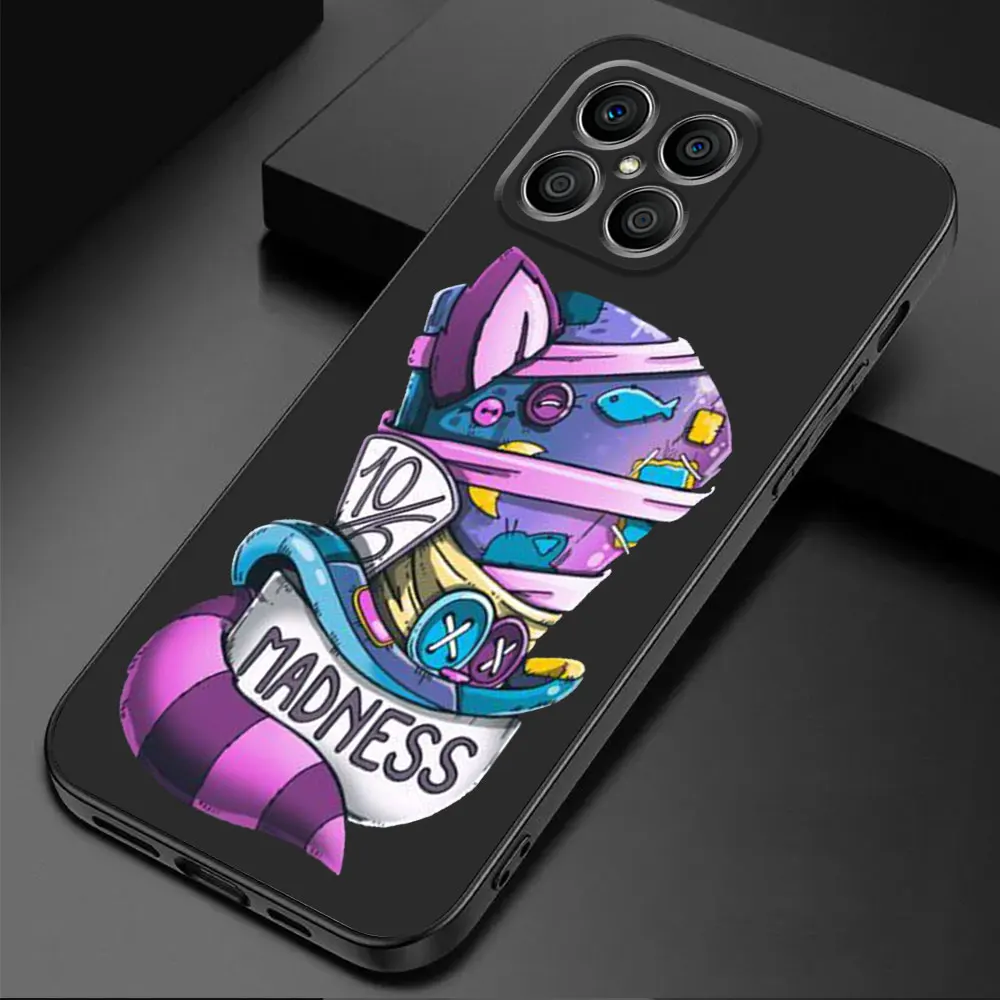 Disney Alice in Wonderland Case for Honor 70 Lite 90 Pro 20 X6 X6a 4G X7 X8 X8a X9a 5G Black Soft Cover Bumper