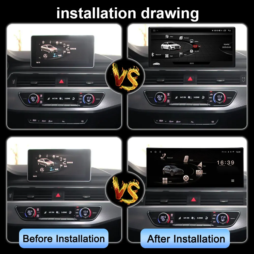 12,3 "Android 14 Für Audi A4L A5L 2017 - 2019 Radio Multimedia 4G Drahtlose Bluetooth Carplay Navigation Bildschirm rechtslenker