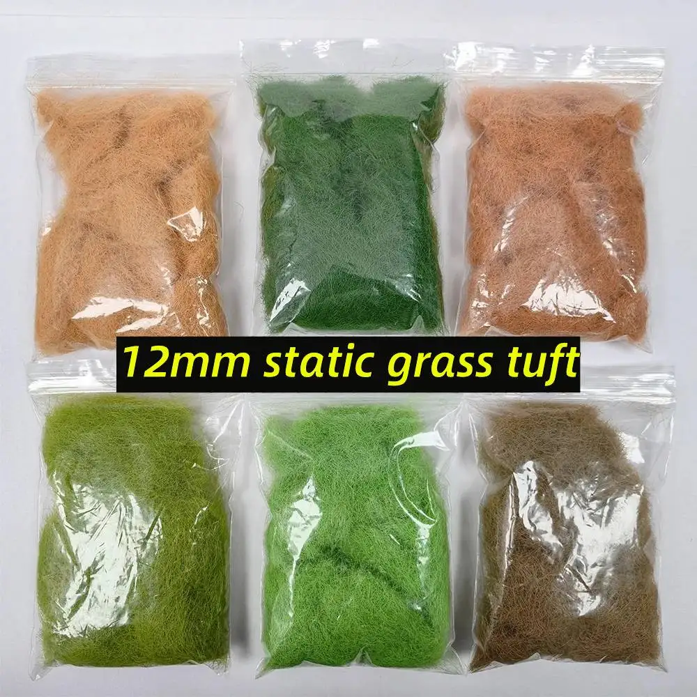 Hierba Estática de 12 mm para Modelismo, Maquetas Ferroviarias, Escenarios de Juegos de Guerra Militares, Micropaisajes y Dioramas, 20 g/Bolsa