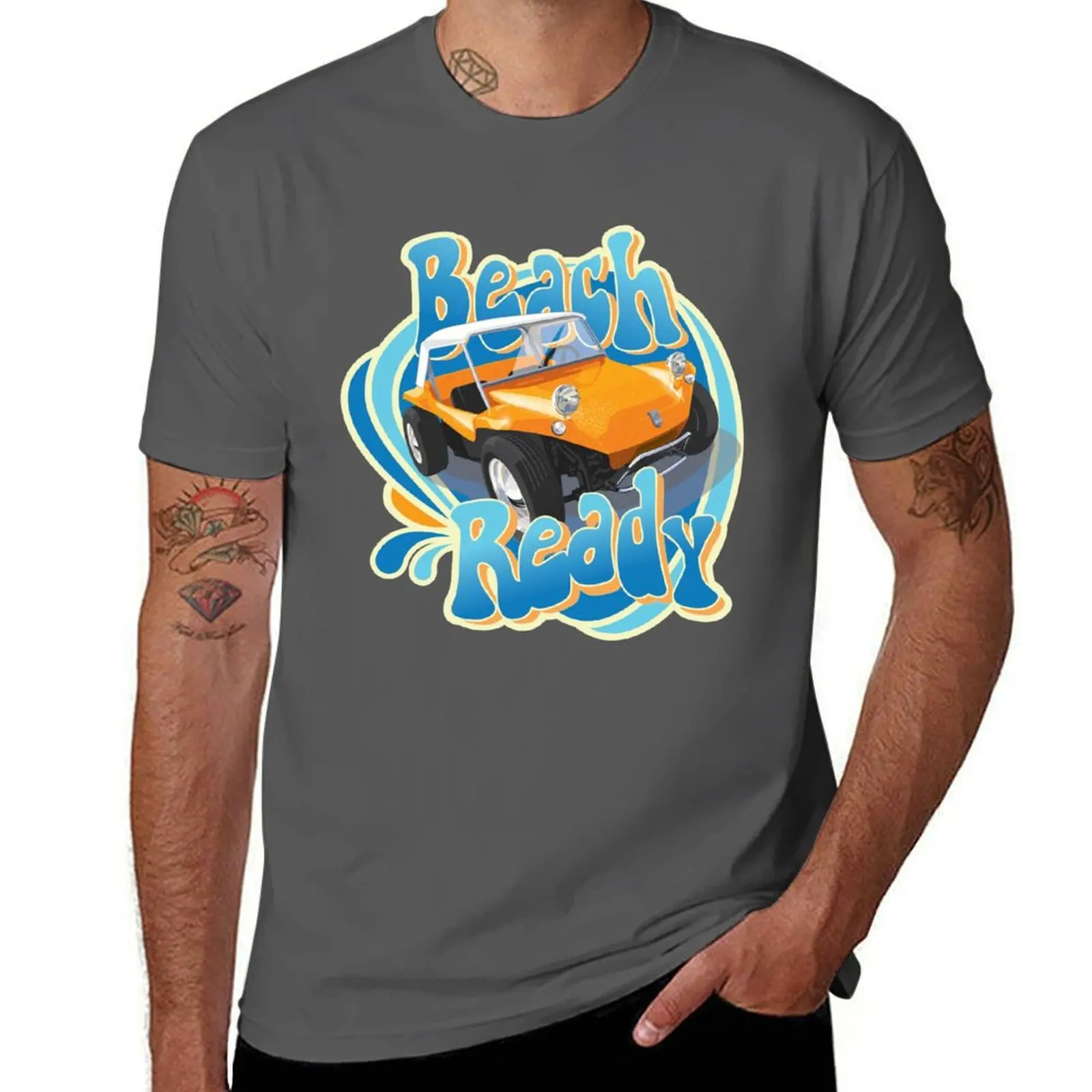 Beach ready buggy in orange T-Shirt funny shirt cotton rapper graphic tees men t shirts high quality