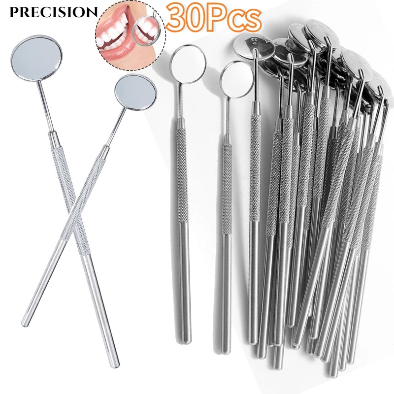 

30Pcs Dental Mirror Mouth Mirror Exam Mirrors Surface with Handle Orthodontics Autoclavable Dentist Teeth Whitening CleanTool