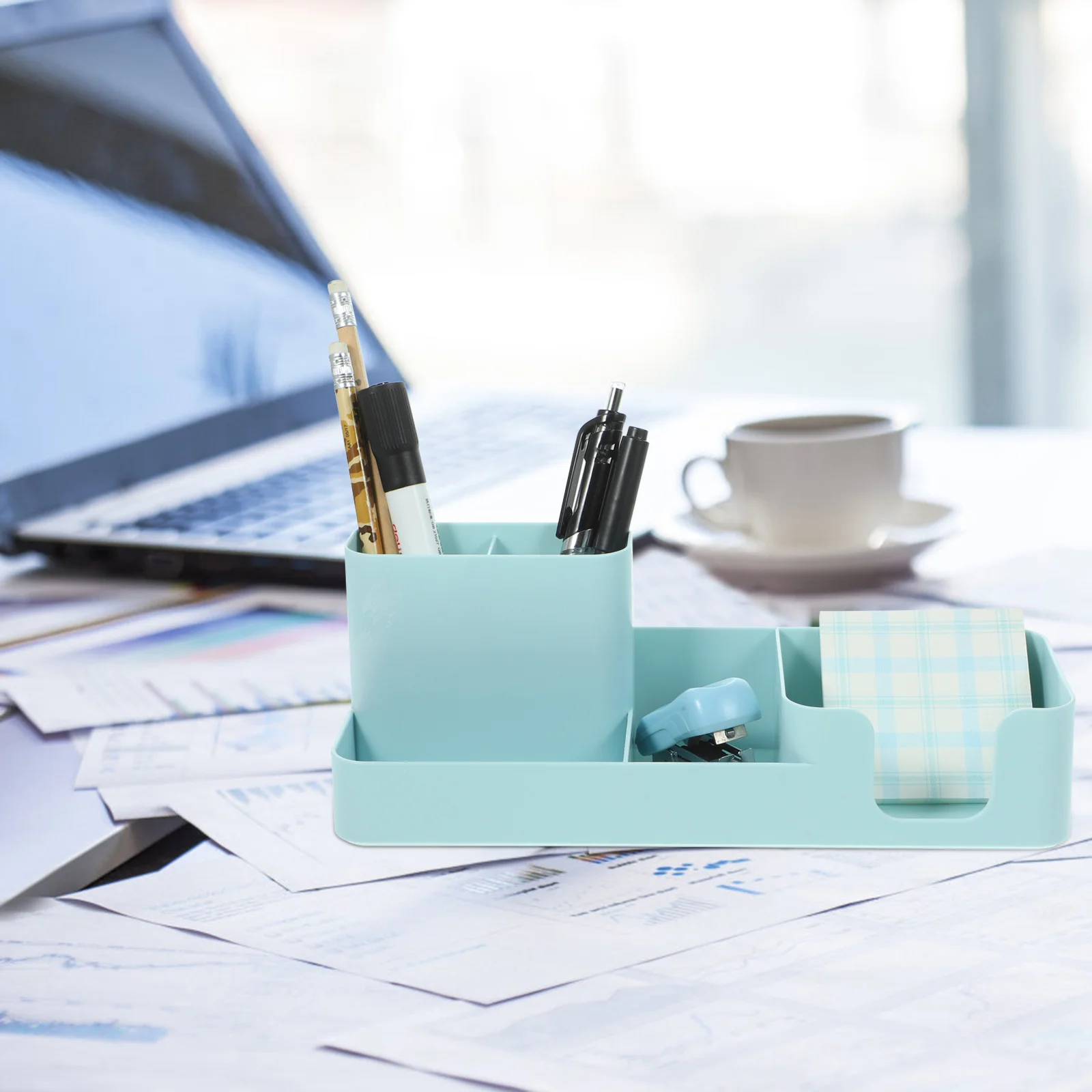 

Clear Organizer Bins Partition Pen Holder Storage Box Pencil Multifunction Desk Office