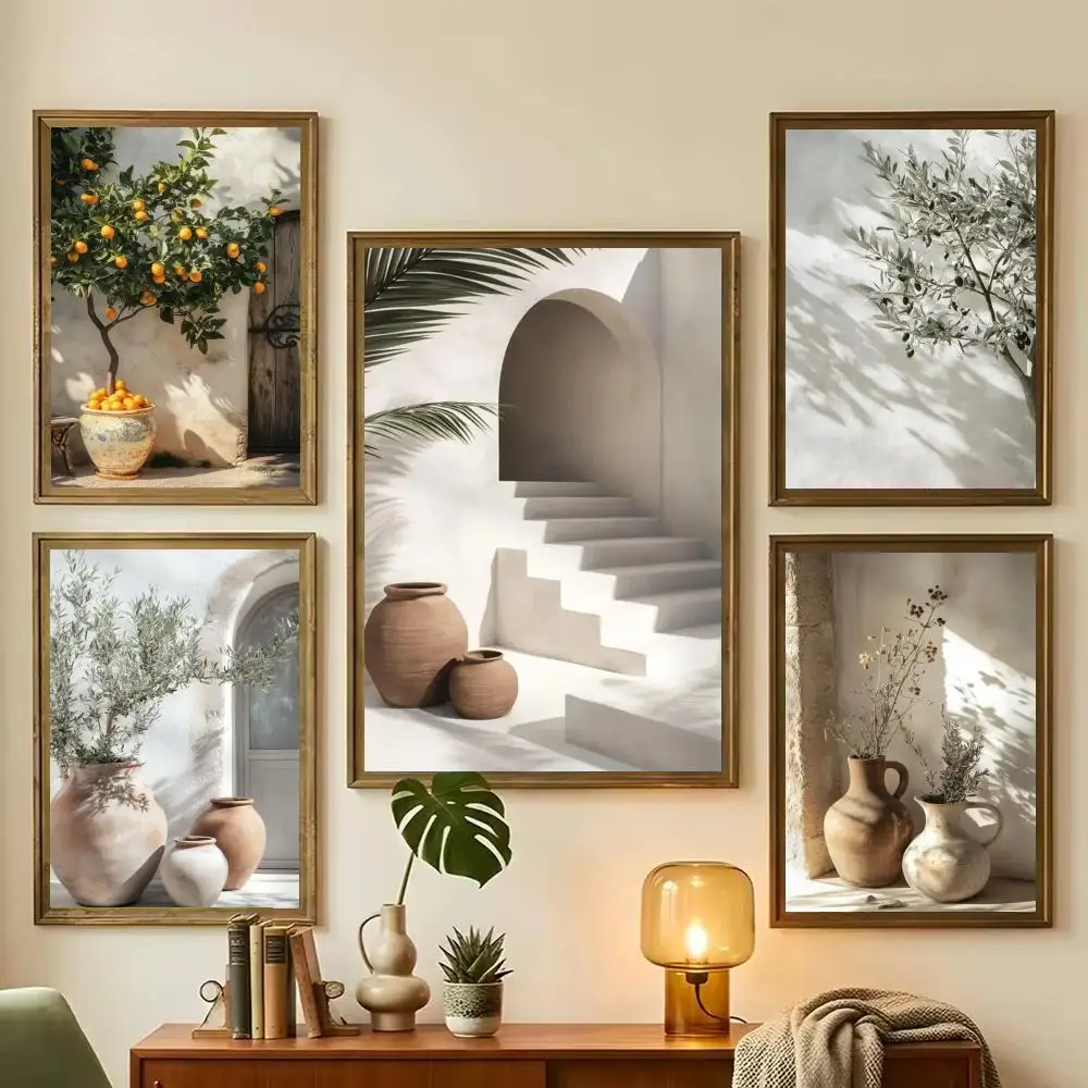 Mediterranean Wall Art Set Olive Tree Lemon Poster Neutral Coastal Prints Home Decor Poster HD