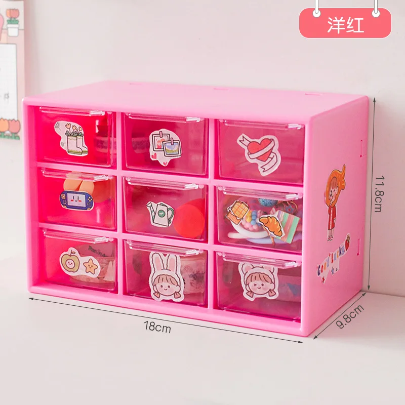 9 Drawers Storage Cabinet Organiser,Desktop Organizer with 9 Grad Mini Transparent Cabinets Drawers,Plastic Jewelry Box/Cosmetic