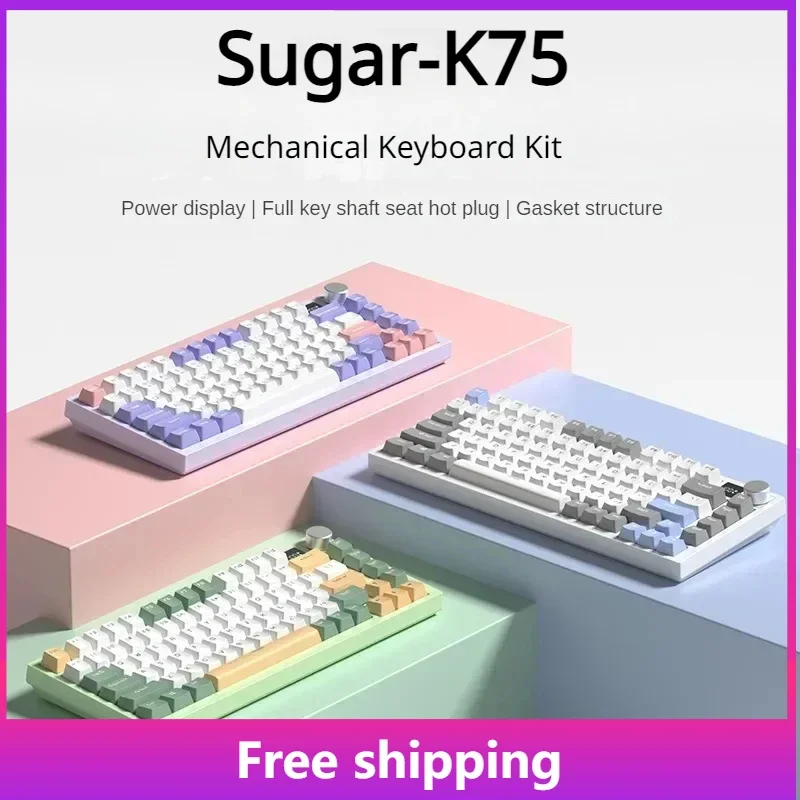 

Sugar-K75 Mechanical Keyboard Kit Bluetooth Three-mode Custom Gasket Structure Full-key Hot-swappable Gaming Keyboard Kit