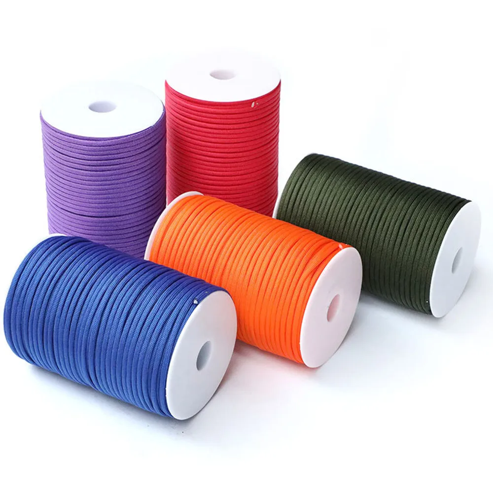 100M 550ทหารมาตรฐาน7-Core Paracord เชือก4มม.กลางแจ้ง Parachute Cord Survival ร่มเต็นท์สายคาดที่คล้องขายส่ง