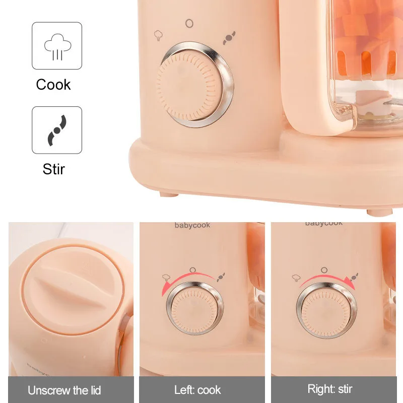 220V Baby Food Supplement Machine Multicooker Solid Food Cooking Machine Electric Blender Grinder Mixer Steaming Cooking Machine