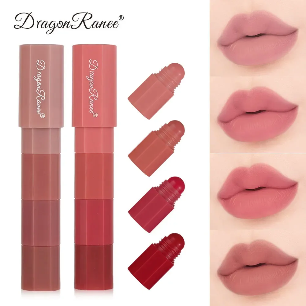 Dragon Ranee Mini Lipstick Set 4 Colors In 1 Matte Velvet Lipsticks Crayon Pen Kit Lipliner Waterproof Long Lasting Lip Makeup