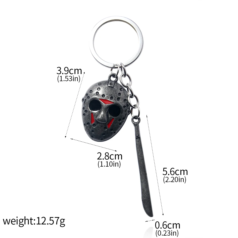 Horror Movie Keychain Jason Hockey Mask Kinfe Metal Keyring For Children Halloween Jewelry Gift image 6