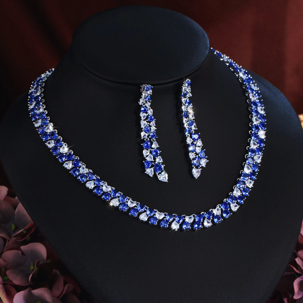 

ThreeGraces креативный блестящий цирконий в форме сердца и синтетический танзанит элегантный комплект украшений для свадебной вечеринки для женщин T1057