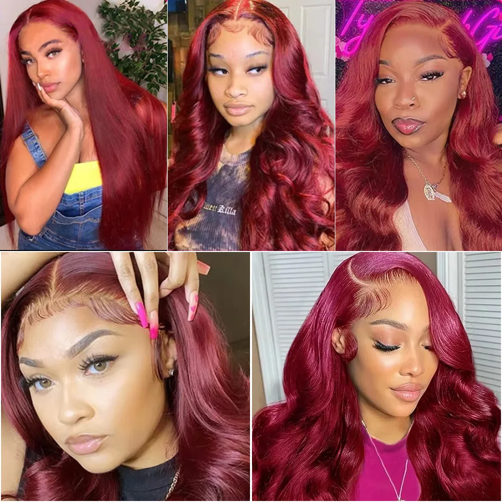 200% الكثافة بورجوندي 13x6 HD الدانتيل أمامي باروكة من شعر طبيعي 99j الجسم موجة 13x4 الدانتيل الجبهة الباروكات شعر الإنسان البرازيلي الدانتيل الباروكات