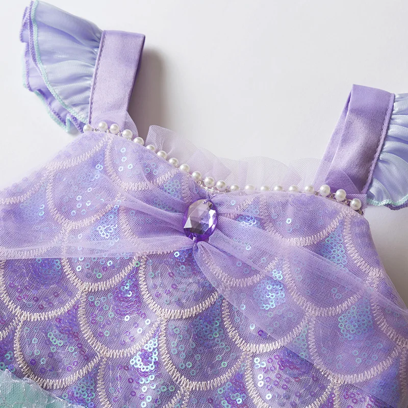 Girls Mermaid Tutu Dress Sequins Scale Sling Princess Dress Kids Birthday Party Costume Children Fairy Outfit view 3