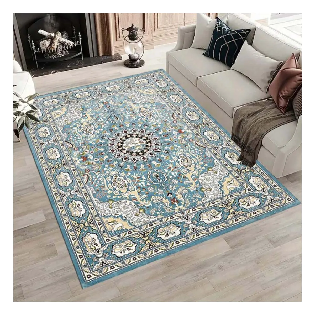 Washable Rugs Area Rug for Living Room Vintage Rugs Non-Slip Traditional Carpet for Bedroom Dining Nave