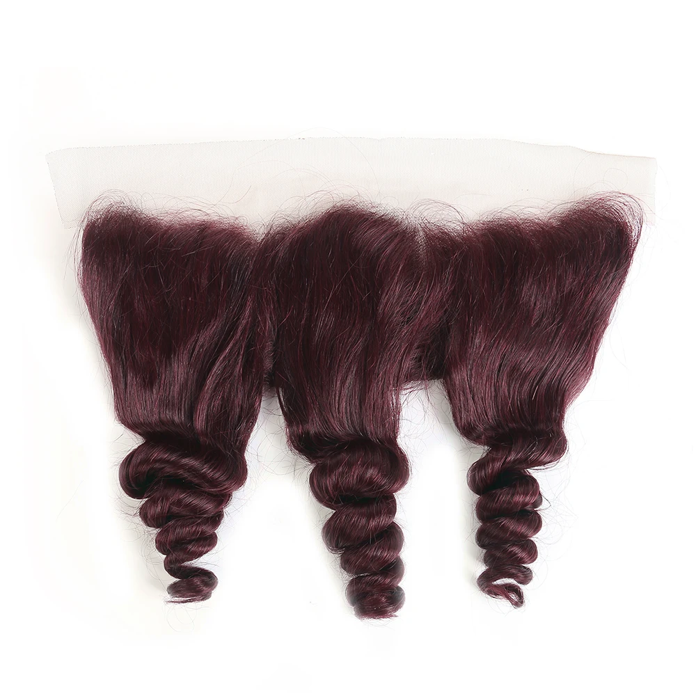 Loose Wave Human Hair Bundles With Frontal 99J Red Colored Hair Weave Bundles With Closure Brazilian Remy Hair Extension