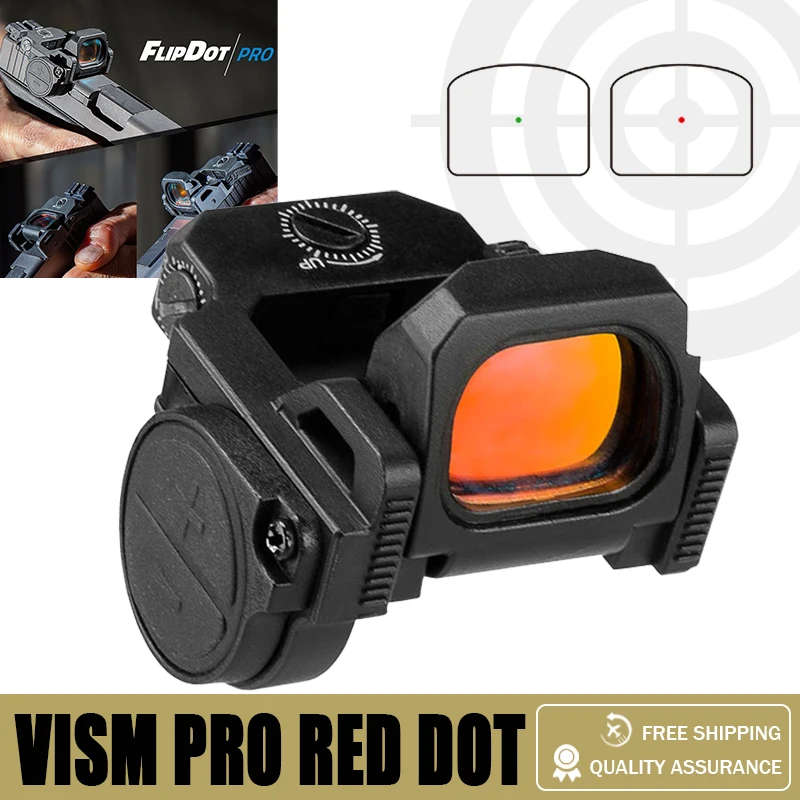 

Tactical Vism Metal Flipdot Pro Flip Up Red Dot Scope Reflex Optic Sight for Airsoft Glock 17 Taurus G2C PT111 1913 Mount